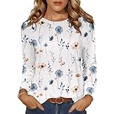 Misakia Long Sleeve Tunic Tops for Women Crew Neck Pleated T-Shirts Business Work Blouses Fall 2025 Clothes