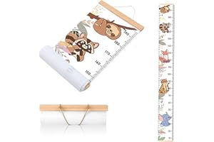 Hangable Height Chart, 8.3 x 79 Inch Removable Measuring Ruler, Wooden Framed Canvas Chart for Bedrooms, and Wall Decoration