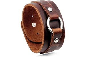 Fusamk Punk Rock Circle Pattern Wristband Wide Leather Cuff Bracelet