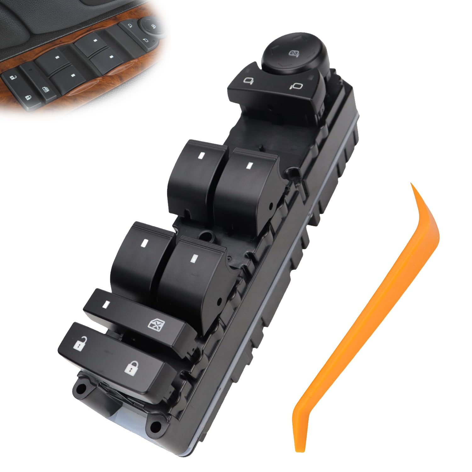 Photo 1 of Flecto 20835552 Master Power Window Switch Driver Side with Door Lock Compatible with 07-14 Chevy Silverado Suburban Tahoe GMC Yukon Sierra 2009-2014 Escalade, Replaces 25783950, Door Lock Control