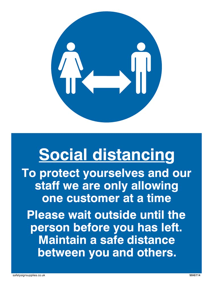 Pack of five - Social distancing to protect you and our staff Sign - 150x200mm - A5P