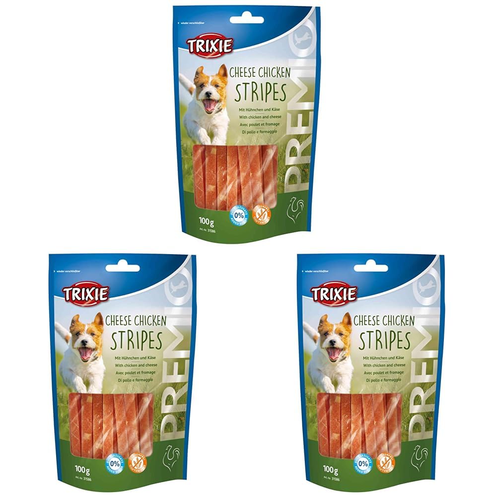Trixie 31586 PREMIO Cheese Chicken Stripes, 100 g (Pack of 3)