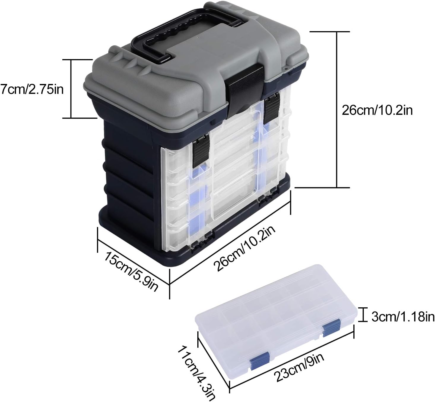 KINJOEK Fishing Tackle Box Kit, Portable 4 Layers Fishing Accessory Box Case, Fishing Tackle Storage for Fresh Water and Salt Water : Sports & Outdoors