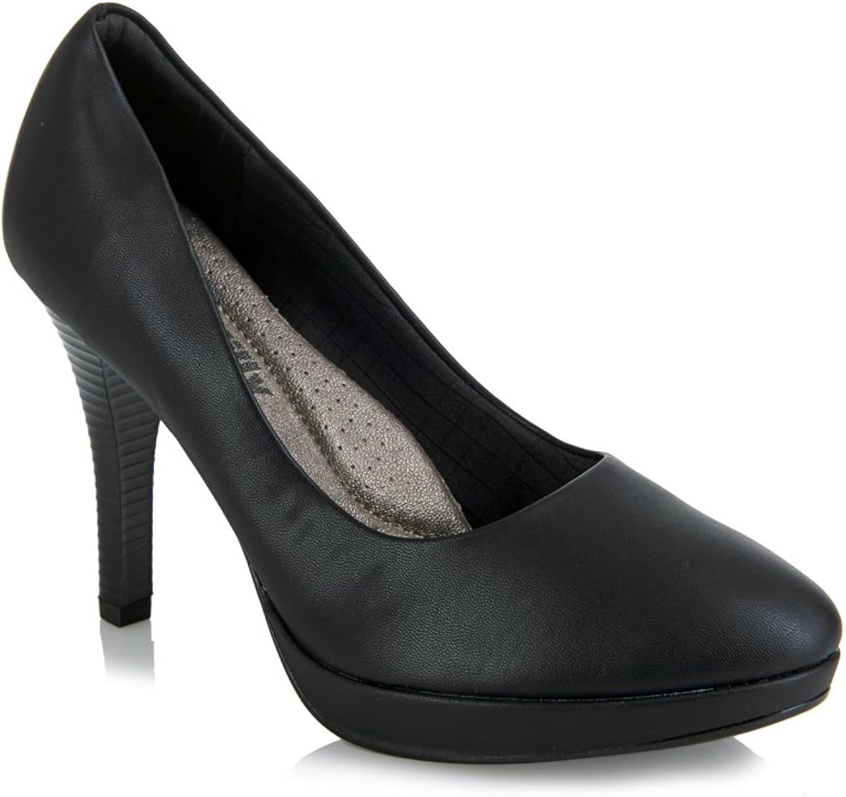 Piccadilly Black and Navy 841010 HIGH Heel Cabin Shoe/Crew Shoe with