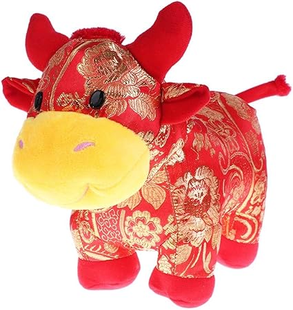 Wetrys 1 Peluche De Bœuf Pour Nouvel An Chinois 21 En Peluche Motif Vache Porte Bonheur Pour Decoration De Maison 24 9 Cm Amazon Fr Cuisine Maison