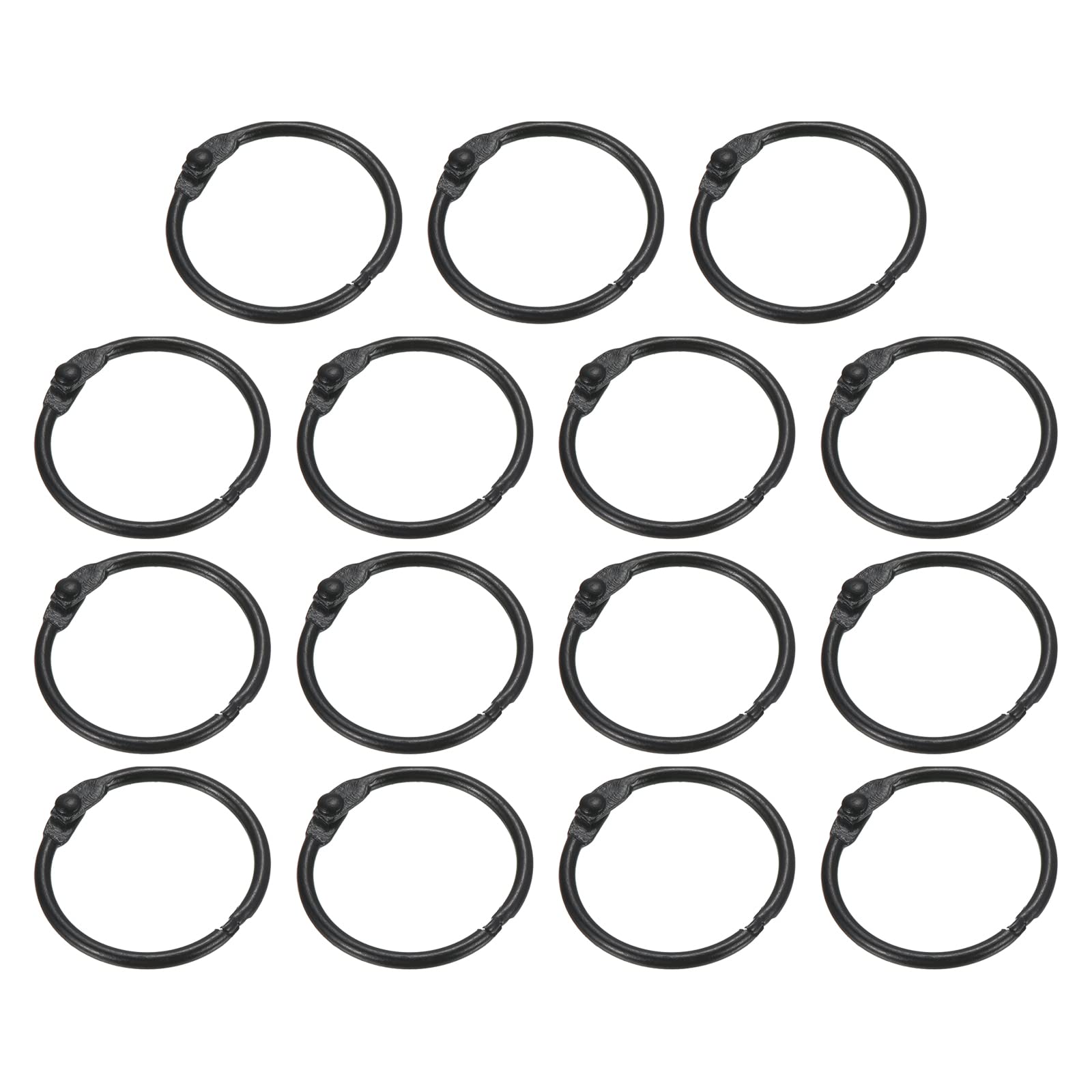 PATIKIL Loose Leaf Binder Rings 1 Inch, 15 Pack Metal Flash Card Book Binding Rings for Key Chain Index Card Scrapbooks, Black