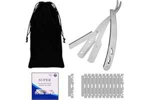 BARBERPLAN Straight Edge Razor with 100 Single Derby Straight Razor Professional Straight Blade Razor Men's Straight Shaving Razors (Silver-Metal)