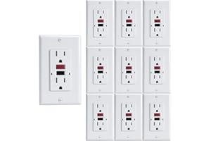 OMEENET 15 Amp GFCI Outlet, Tamper Resistant, Weather Resistant, Self Test GFI Receptacle, 15Amp Ground Fault Circuit Interrupter Outlet for Indoor or Outdoor Use, UL Listed(10 Pack)