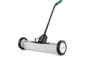 Goplus 24-Inch Magnetic Sweeper with Wheels, 30 LBS Telescoping Rolling Pickup Sweeper with Adjustable Handle, Heavy-Duty Flo
