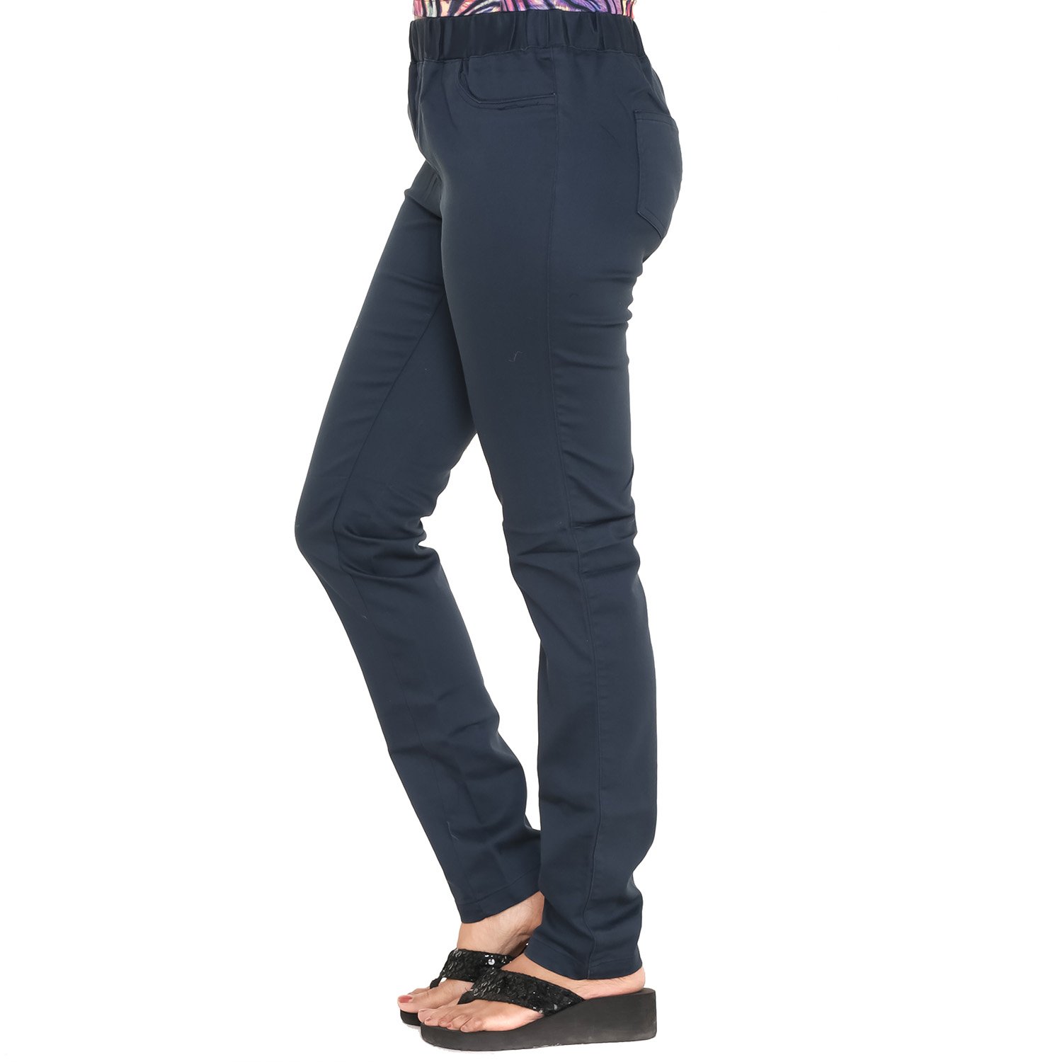 twist women's cotton strech spandex jeggings (blue) with contrast & free shipping
