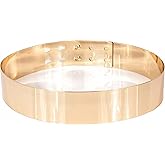 Ulalaza Womens Full Metal Sleek Mirror Plate Waistband Belt Chain Dress Decorated Skinny Golden Silver Belt