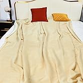 Ahinahwap Waterproof Blanket for Bed Couch Sofa, 60"x80" Reversible & Washable, Waterproof Blanket Queen Size, Water Resistant Twin Bed Blankets, Leakproof (Warm Yellow/Warm White)