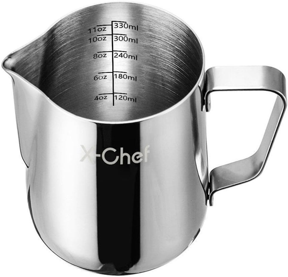X-Chef Frothing Pitcher Stainless Steel Milk Pitcher 12 oz (350 ml)