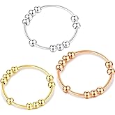 SERYNOW 3pcs/lot Fidget Ring for Women, Worry Anxiety Rings Beads Fidget Spinner Rings for Men
