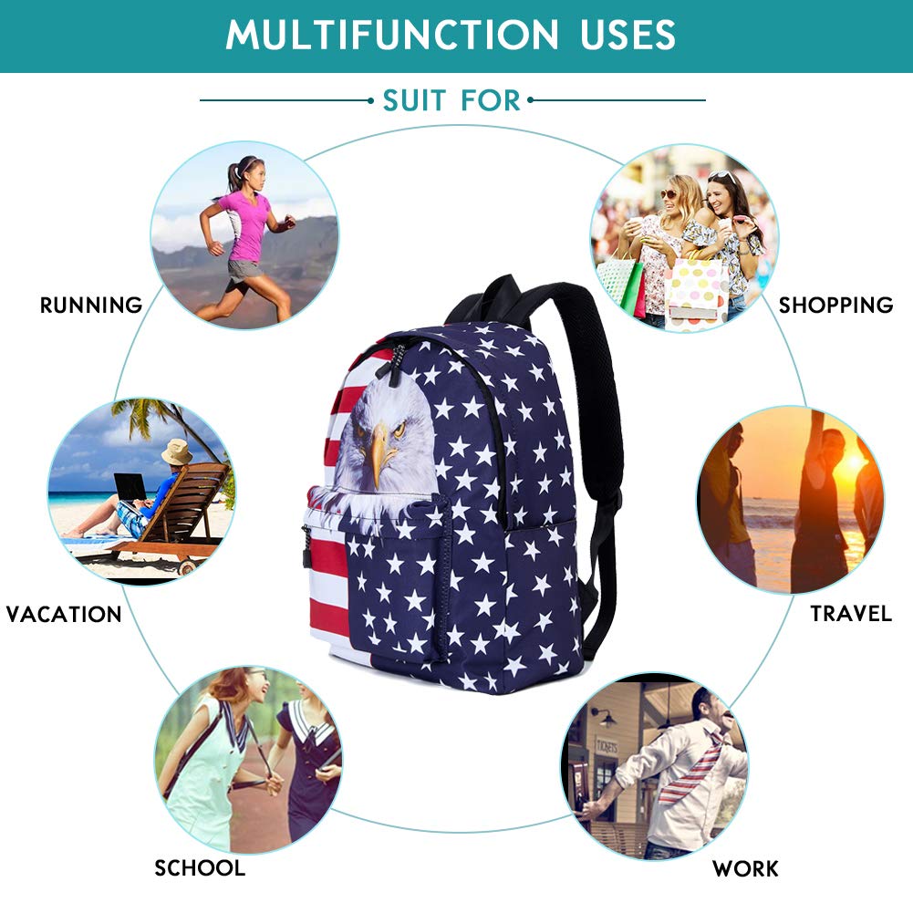 Kids American Eagle Flag Backpack Hiking Backpack Daypack for Outdoor Camping