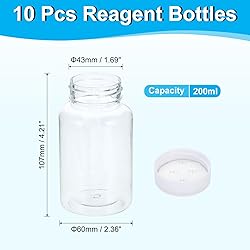 PATIKIL 10 Pcs 200ml Reagent Bottles, PET Wide