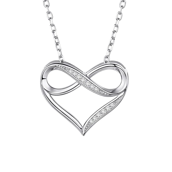 Halsketten für Frauen 925 Sterling Silber Charm Herz Kette Zirkonia Halskette Unendlichkeitszeichen Mädchen Geschenke Zum Mut