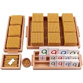 Kghios Montessori Golden Beads Materials Decimal System Bank Game Math Toys | Montessori Math Material Toys,Counting Beads,Mathematics Teaching Aids, Baby Preschool Education