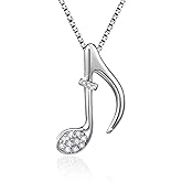 VANLAMS s925 Sterling Silver Musical Note Necklace for Women Girlfriend Quaver Music Jewelry Gifts