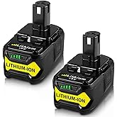 Ibanti 2 Packs 6000mAh P108 Battery Replacement for Ryobi 18V Battery Compatible with Ryobi 18 Volt Batteries Lithium ion P189 P190 P109 P107 P105 P104 P103 P102 P122