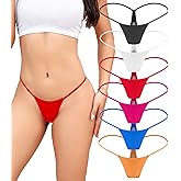 ETAOLINE G-string Thongs for Women Low Rise Micro Back Bikini Bottom Seamless Panties T-Back 6 Pack