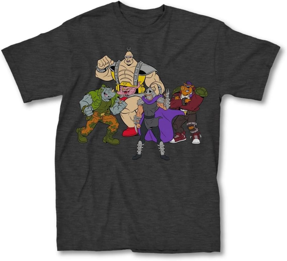 Teenage Mutant Ninja Turtles Villains Unite Adult Charcoal T-Shirt