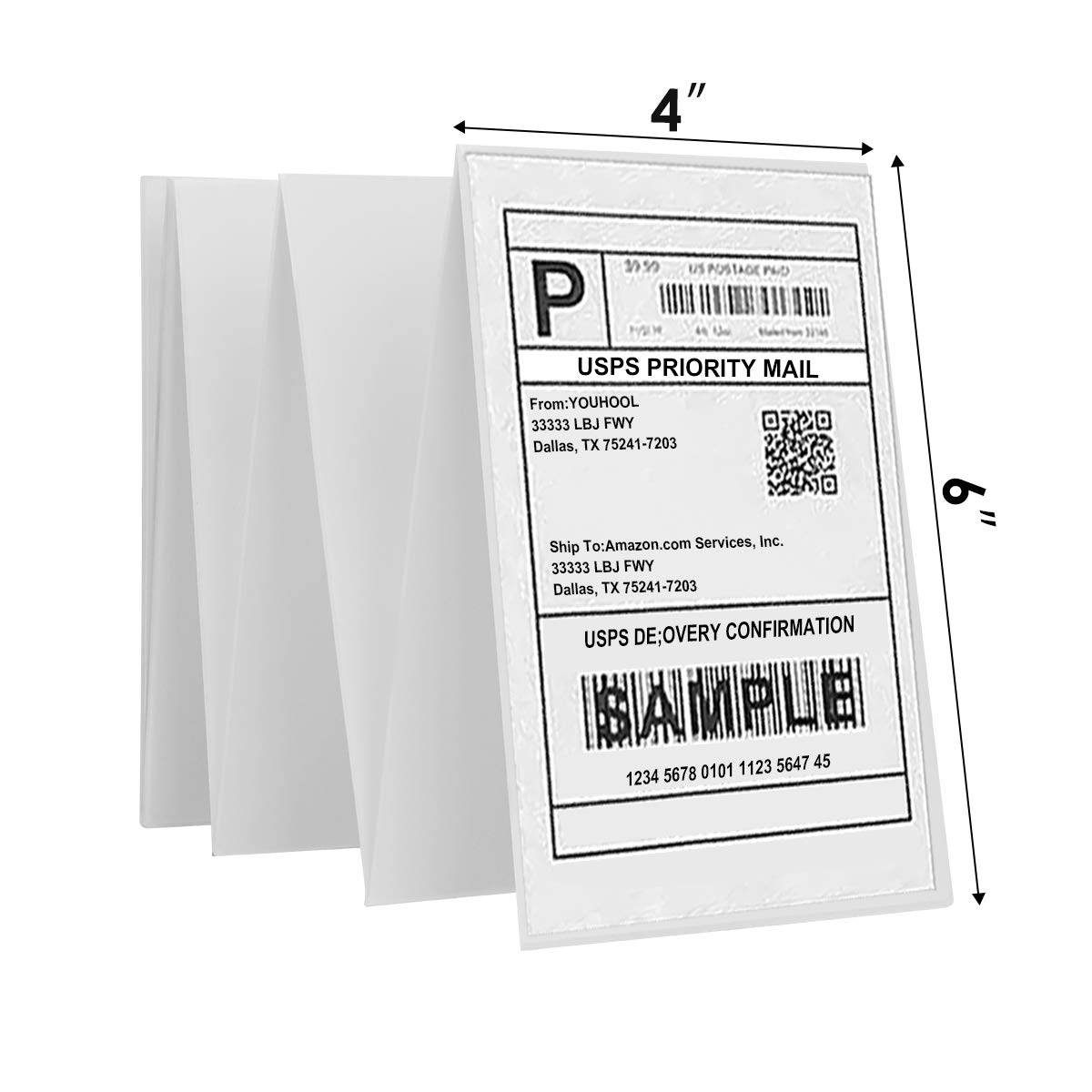 Shipping Labels 104mm X159mm for Direct Thermal Printers 4”X6”Self Adhesive Postage Mailing Labels Pre-Cut Fan-fold Full Sheet White Color Printable Labels