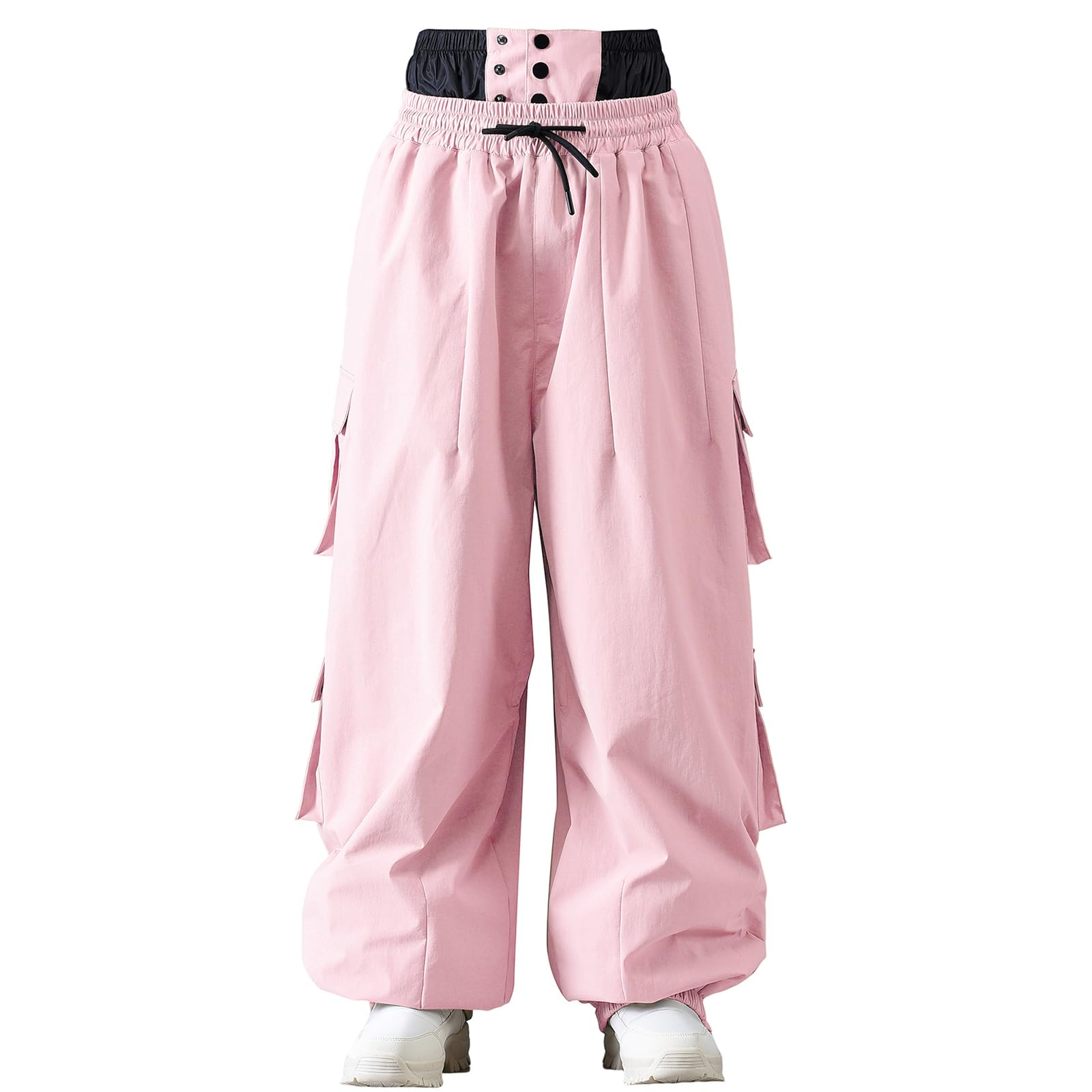 Photo 1 of WOWULOVELY Mens Baggy Cargo Ski Pants Baggy Snowboard Snow Pant Loose Insulated Waterproof Windproof Unisex(-Pink-M)