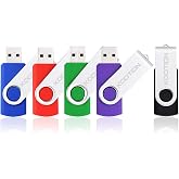 KOOTION 5 Pack 4GB USB Flash Drive Thumb Drive USB Drive 4 GB Jump Drive Memory Stick Pen Drive(5 Colors: Black Blue Green Purple Red)