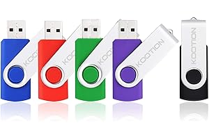 KOOTION 5 Pack 4GB USB Flash Drive Thumb Drive USB Drive 4 GB Jump Drive Memory Stick Pen Drive(5 Colors: Black Blue Green Purple Red)