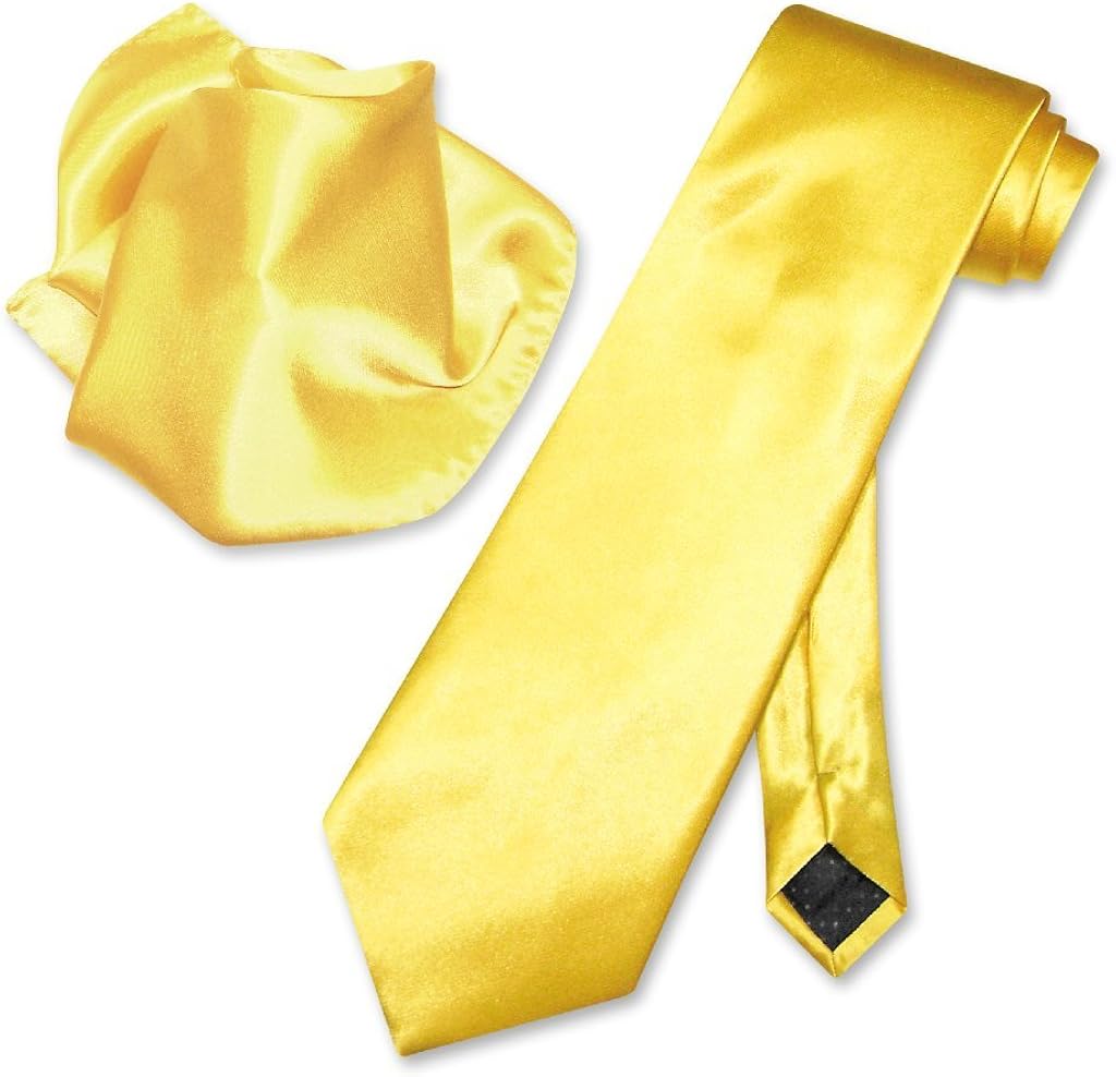 Antonio Ricci Solid DARK YELLOW GOLD NeckTie Handkerchief Men's Neck