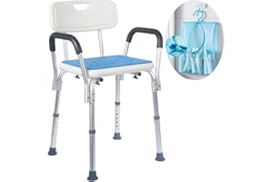 Medokare Premium Shower Chair for Inside Shower - Bath Chair and Medical Grade Shower Seat for Seniors, Elderly, Handicap & Disabled - Adjustable Support Bench w/Back and Armrests for Bathtub