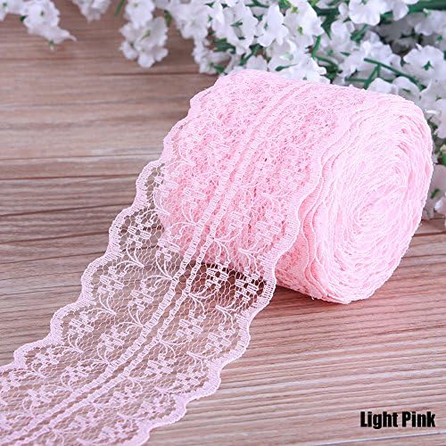 LEIZENG Beautiful 4.5CM 10 Yards Retro Embroidered Lace Trim Ribbon DIY Craft Sewing Decor Light Pink