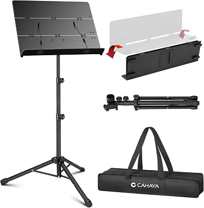 CAHAYA Sheet Music Stand Matte Black CY0317 with Bag Adjustable 79-143 cm
