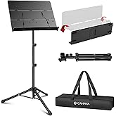 CAHAYA Sheet Music Stand Foldable with Tri-fold Panel Portable Metal Stand | Stable Adjustable-Height Floor Music Stands with Carrying Bag Matte Frosted Finish for Piano Guitar Violin Learning Practice