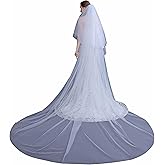 ELAWBTY Cathedral Wedding Veil 2 Tier Long Bridal Veil With Metal Comb