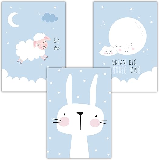 Amazon De Frechdax 3er Set Poster Kinderzimmer Deko Bilder Babyzimmer Din A4 Wandbilder Madchen