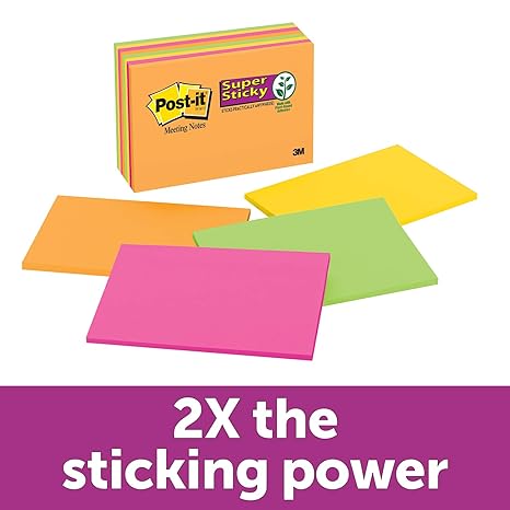 Post It Super Sticky Notes 2x Sticking Power 6 In X 4 In Rio De Janeiro Collection 8 Padspack 6445 Ssp - 