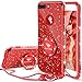 iPhone 7 Plus Case, iPhone 8 Plus Case, Glitter Cute Phone Case Girls with Kickstand, Bling Diamond Rhinestone Bumper Ring Stand Thin Soft Protective iPhone 7 Plus/ 8 Plus Case for Girl Women - Red