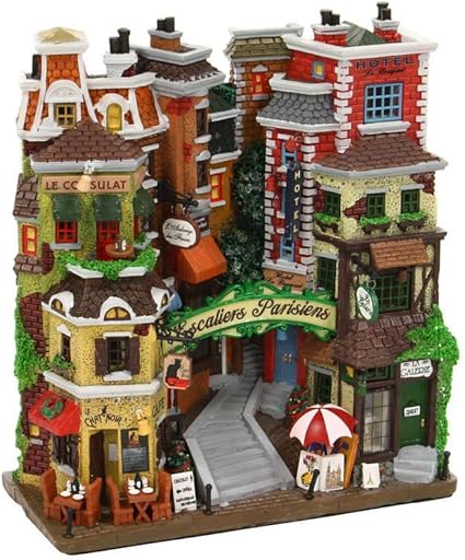 Amazon De Lemax Parisian Stairs 24cmx26 80cmx10 20cm Beleuchtete Fassade Batteriefach 4 5v