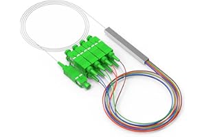 Poyiccot SC 1X8 PLC Fiber Optical Splitter, Singlemode SC Fiber Optical Splitter 0.9mm G657A1 PLC Splitter Pigtail 1310-1550nm for Home Wiring, Engineering Project, Fiber LAN, 1M/3.3ft