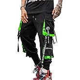 Hello MrLin Men's Jogger Pants Punk Cargo Baggy Techwear Hip Hop Harem Pants Streetwear Tactical Track Pant