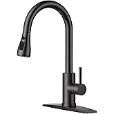 FORIOUS Kitchen Faucets with Pull Down Sprayer, Oil Rubber Brown, High Arc Single Handle Classic Stainless Steel Sink Faucet 1 or 3 Hole, Suitable for Farmhouse Camper Laundry Rv Bar