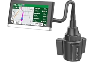 SkyTitan for Garmin GPS Car Mount Cup Holder Replacement 17mm Ball Mount with Adjustable Long Arm fit Garmin Nuvi Drive Dezl Portable Navigator, Black