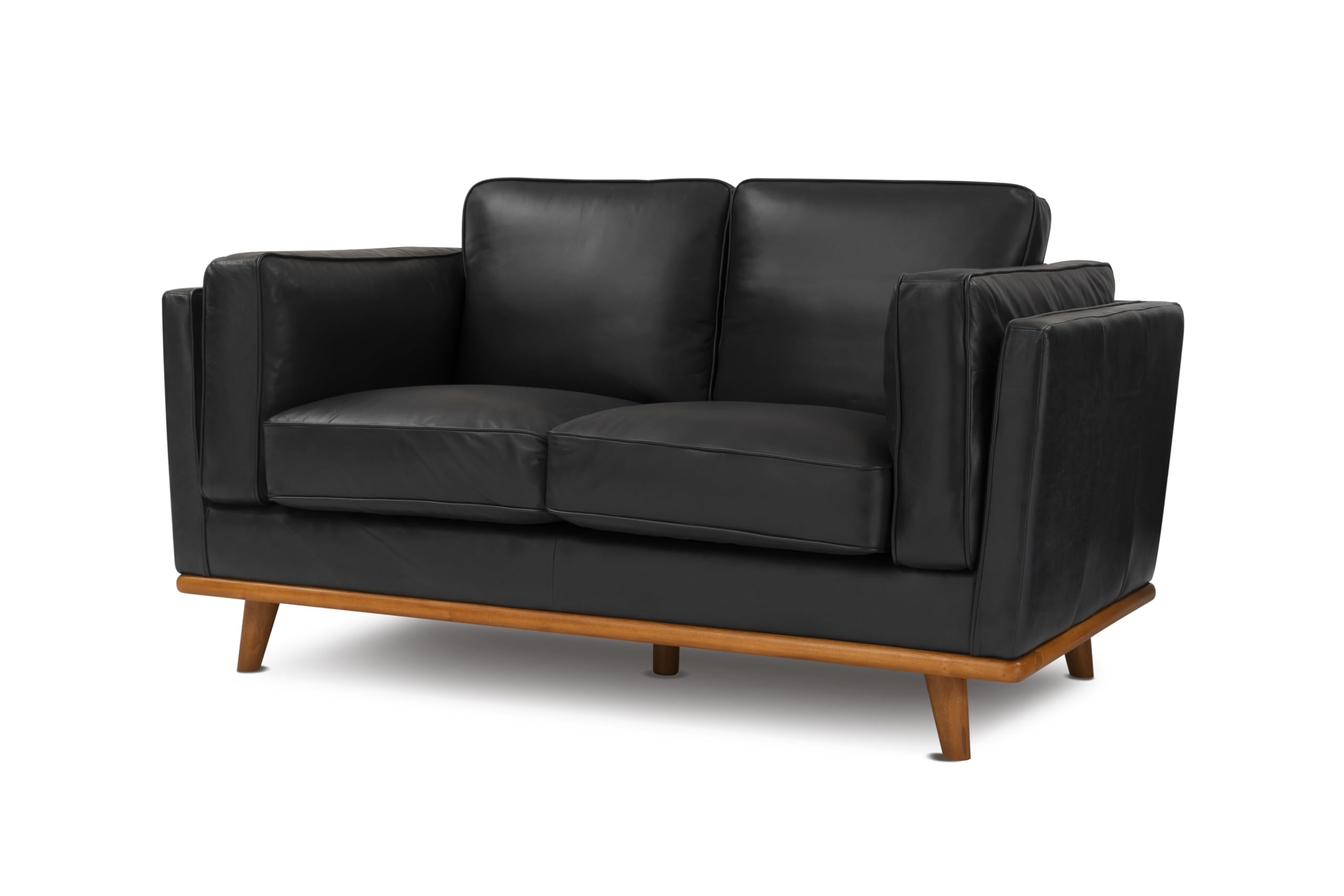 Photo 1 of Valencia Artisan Full Leather Loveseat Sofa 66”| Pure Full Italian Nappa Leather Couch, Solid Wood Accent, Ultimate Comfort, Black