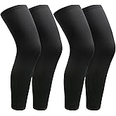 JEFHOMKIT 2 Pairs Leg Sleeves,Full Leg Compression Sleeve,Sports Compression Long Knee Sleeve with Anti-slip Silicone Strips