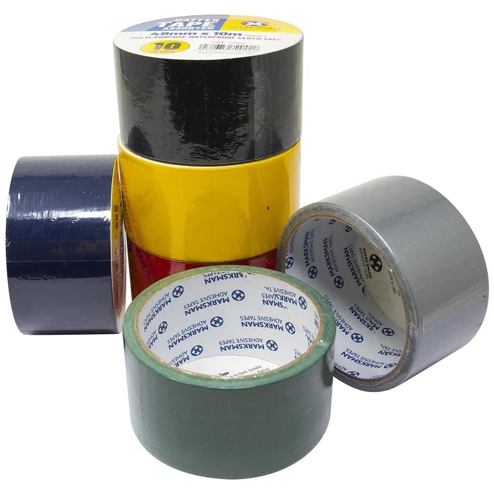 BARGAINS-GALORE 6pc Gaffer Tape - 48mm X 10m Mesh Gaffa Duct Cloth Waterproof Rolls Assorted | Water Resistant Heavy Duty Duct Tape | Adhesive Tape Multi-use for Indoor/outdoor - Ultra Strong