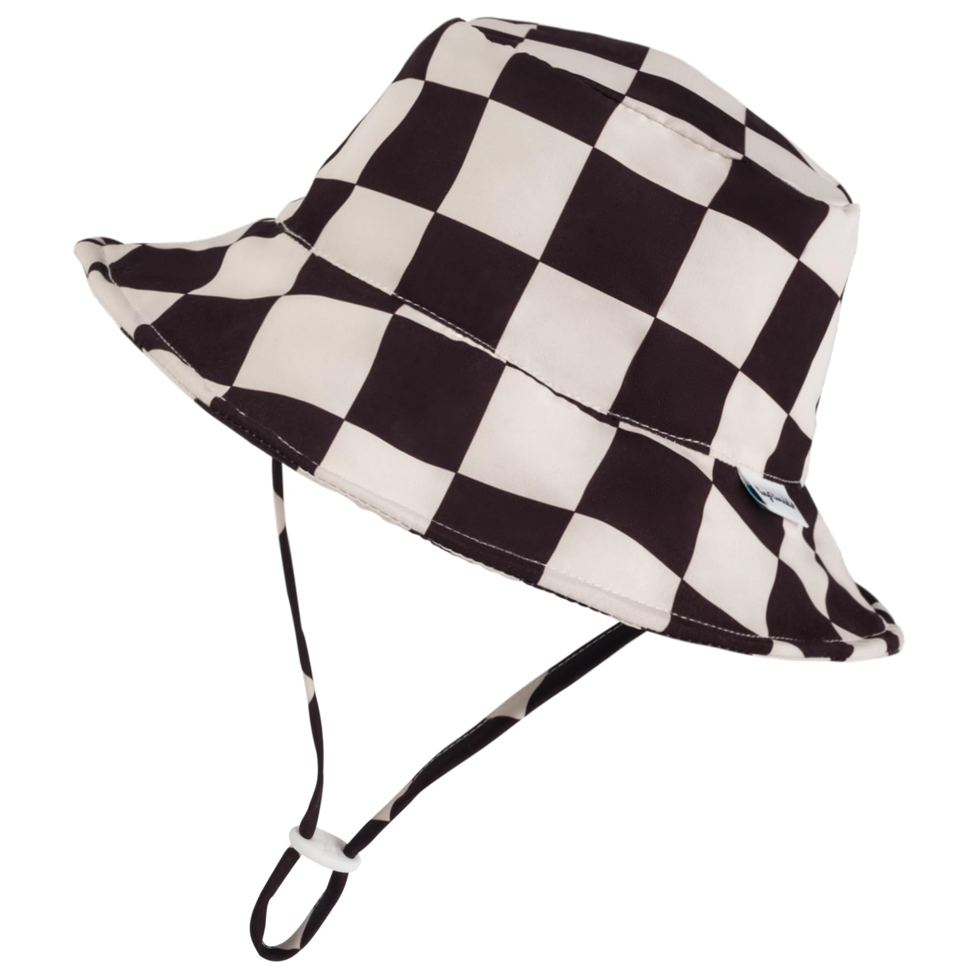 Photo 1 of Tiny Twinkle Sun Hat - Adjustable Brim Toddler Sun Hat with UPF 50+ UV Protection (Black Checkers, 2-4 Years)