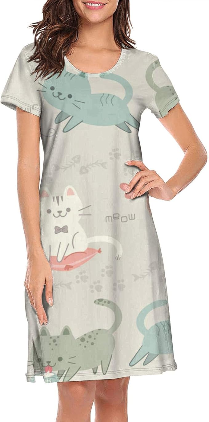 WOMen's Novelty Stylish Playful Kitty Hipster Pet Cat Long Sexy Short