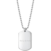 EVE'S ADDICTION Custom Engraved Stainless Steel Men's Dog Tag Necklace (18", 20", 24" or 36" inch chains) - Engraved Necklaces for Men - Gift for Boyfriend - Personalized Gift for Him - Gifts for Dad